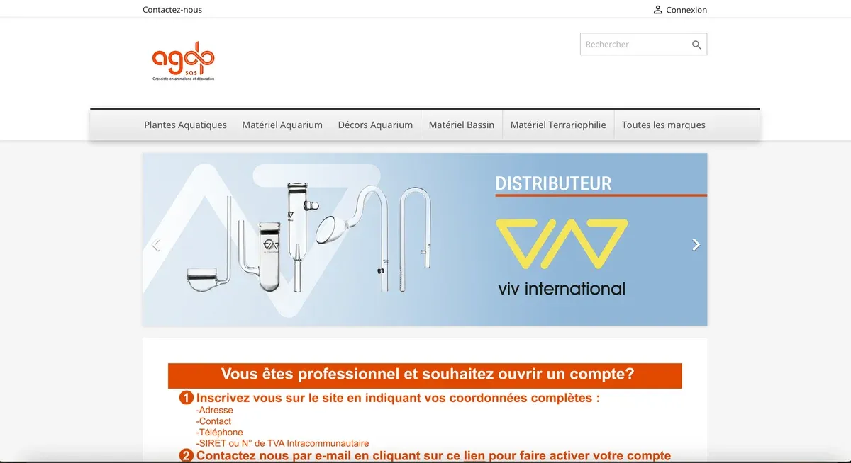 Page d’accueil de la boutique B2B AGDP SAS