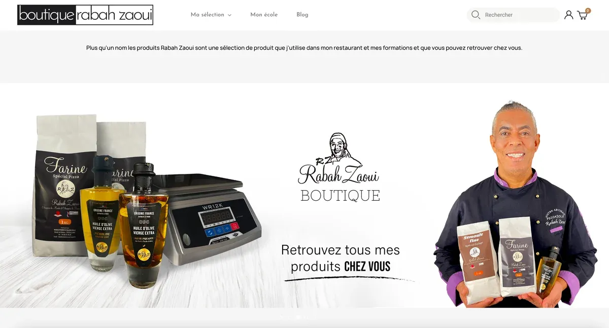 Page d’accueil de la boutique PrestaShop Rabah Zaoui