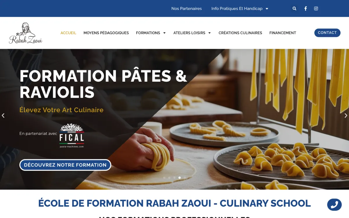 Page d’accueil du site WordPress de l’École Pizza