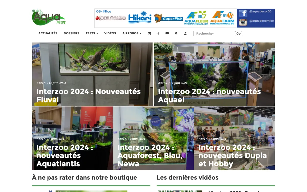 Page d’accueil du média WordPress Aqua News